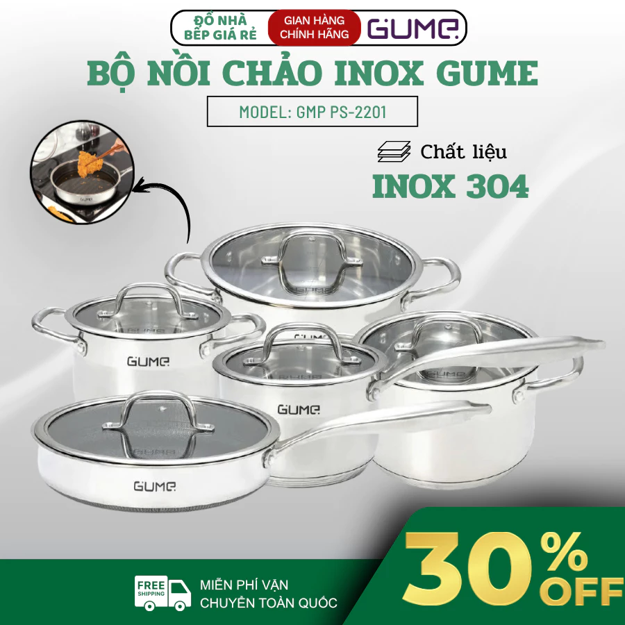 Bộ Nồi Inox GUME Hàn Quốc Trang Bị Vạch Chia Dung Tích Bên Trong Giúp Canh Lượng Nước Thuận Tiện - Haatz Online