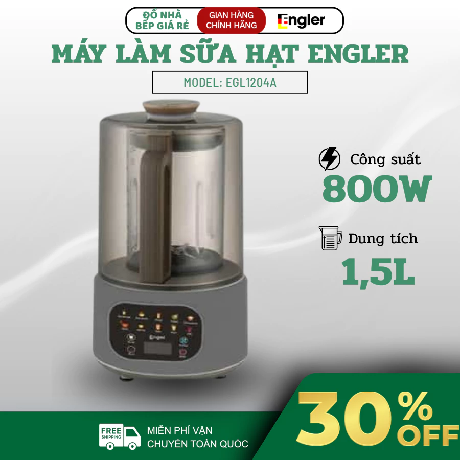 Máy Làm Sữa Hạt 1.5L Engler Chống Ồn Đa Năng Tự Động Xay Nấu Sữa Hạt Bảo Hành Chính Hãng- Đồ Nhà Bếp Gía Rẻ