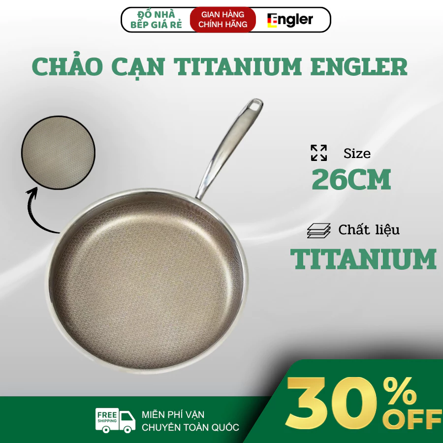 Chảo Cạn Titanium Engler Size 26 Chảo Cạn Lòng Phù Hợp Rán Xào, Chất Liệu Cao Cấp Phù Hợp Với Mọi Loại Bếp - Haatz Onlin