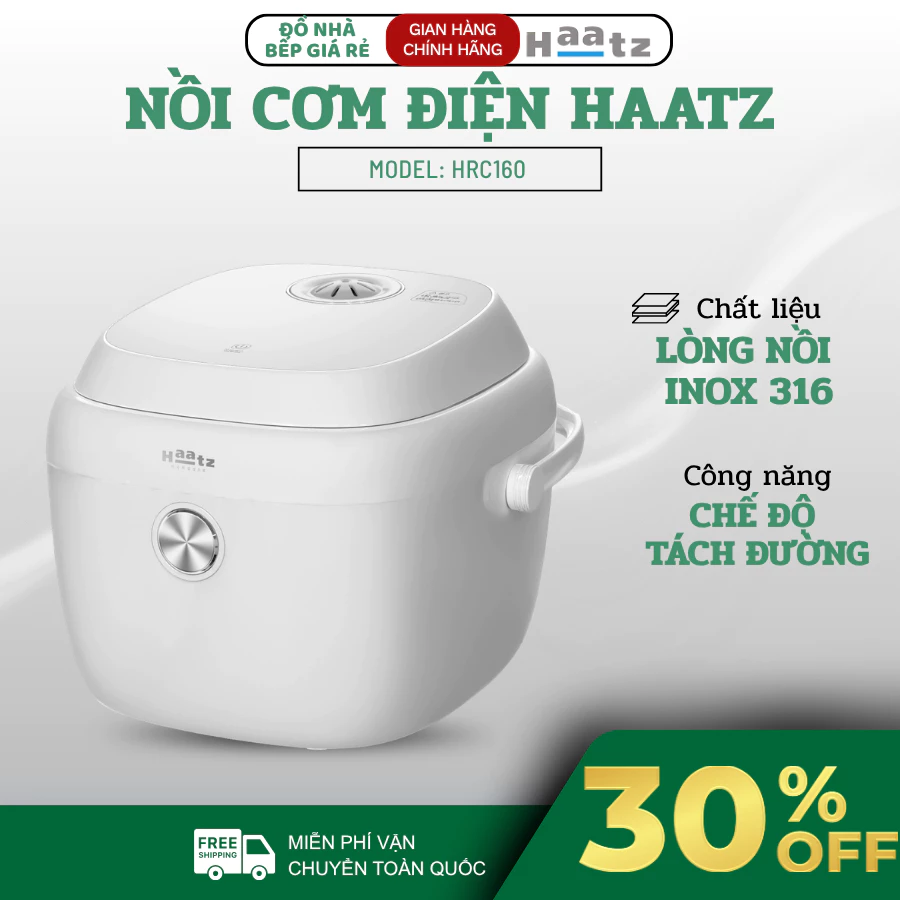 Nồi Cơm Haatz 1.6L Nấu Cơm Nhanh Chín Đều Thơm Ngon, Thiết Kế Hiện Đại Sang Trọng - Haatz Online