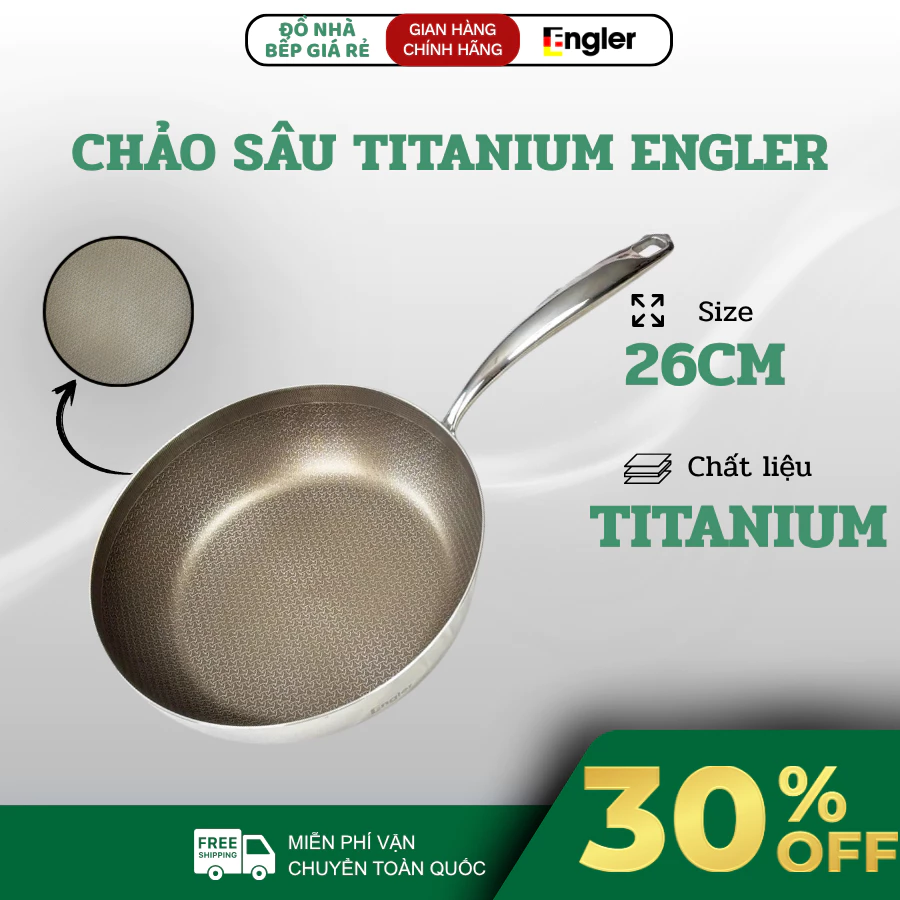 Chảo Sâu Titanium Engler Đường Kính 26cm Chiên Xào Hạn Chế Bắn, Chống Dính Hiệu Quả An Toàn Sức Khỏe - Haatz Online