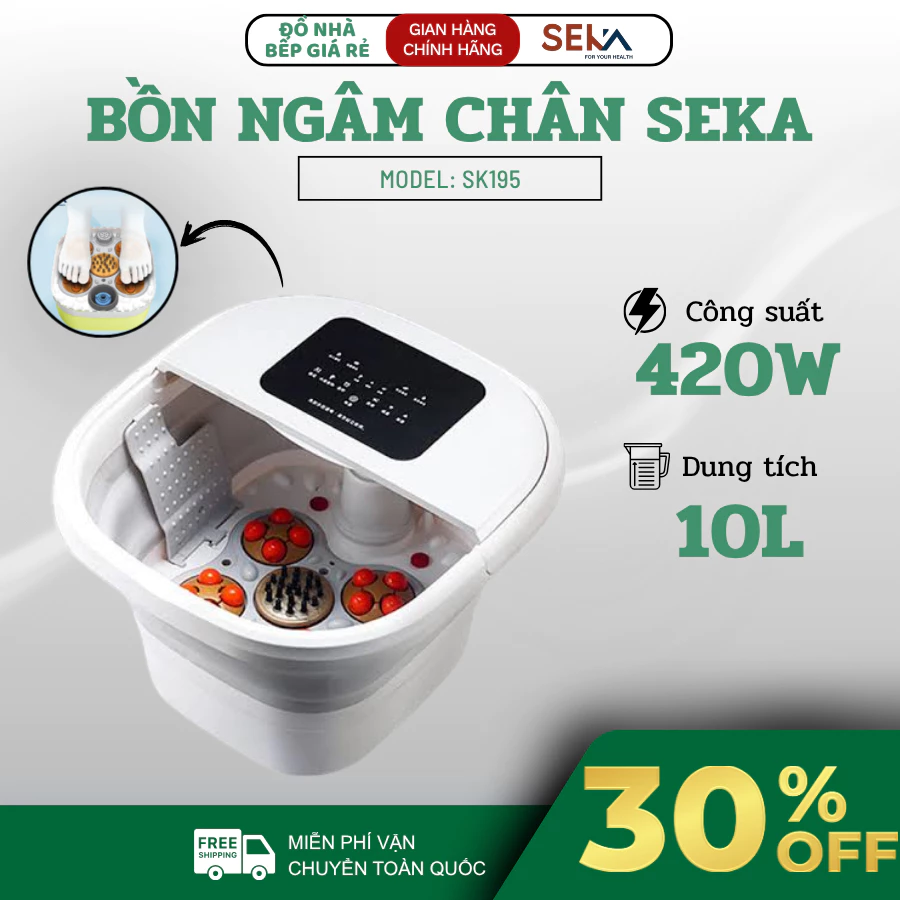 Bồn Ngâm Chân Massage SEKA SK195 Gấp Gọn Dung Tích 8L, Điều Khiển Từ Xa- Đồ Nhà Bếp Giá Rẻ