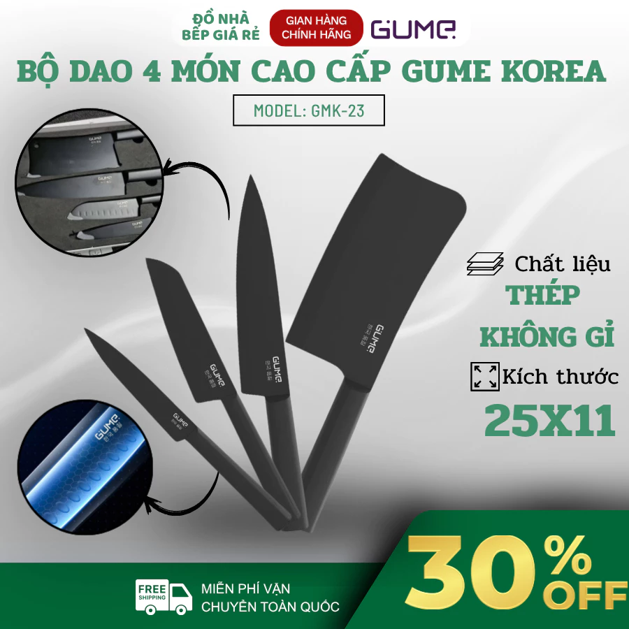 Bộ Dao 4 Món Gume GMK-23 Chất Liệu Chắc Chắn Bền Bỉ, Đa Dạng Đầy Đủ Cho Mọi Nhu Cầu Nhà Bếp - Haatz Online