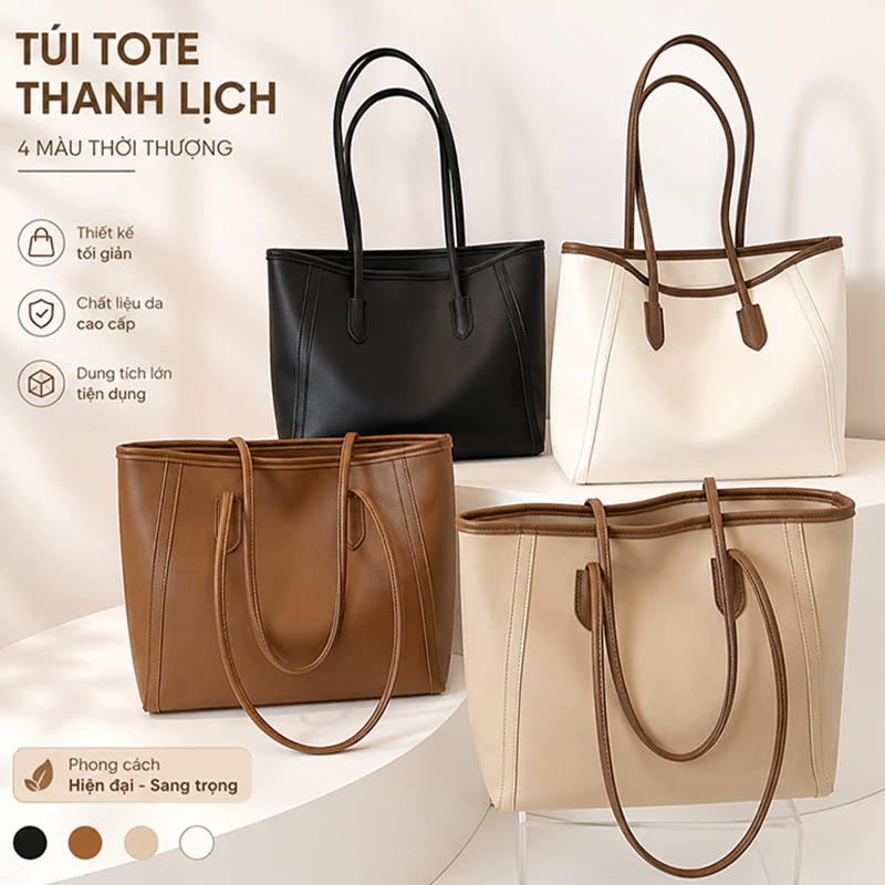 Túi Tote Da Bản To Đi Học Túi Đeo Vai Nữ Công Sở Đi Làm Vừa A4 Laptop Chống Nước Đi Học ĐiChơi.s1157