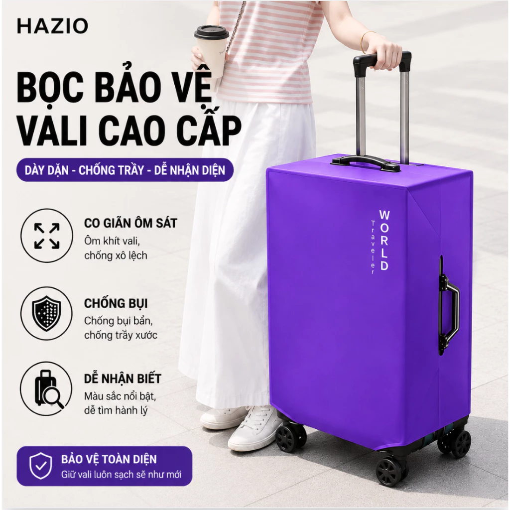 Bọc Vali Vải Không Dệt Cao Cấp Áo Trùm Vali Bảo Vệ Hành Lý Khi Du Lịch