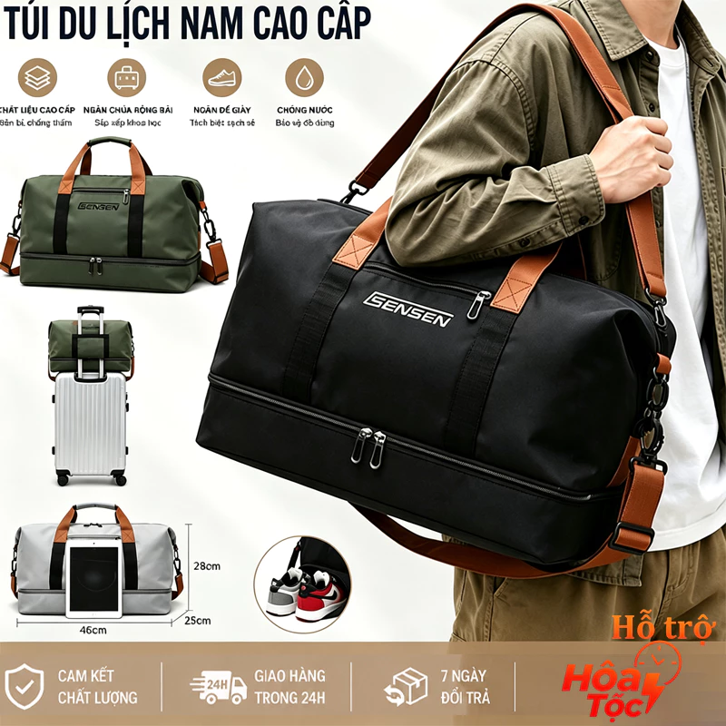 Túi Du Lịch Đa Năng Cỡ Lớn, Túi Xách Tập Gym Có Ngăn Để Giày & Ngăn Chống Nước Cài Được Vali.2833
