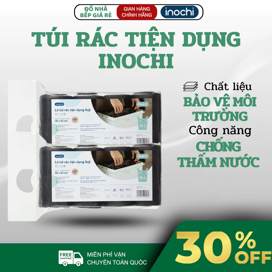 Set 4 Cuộn Túi Rác Tiện Dụng Inochi Loại 10L Chất Liệu Dẻo Dai An Toàn, Tiện Lợi Sử Dụng Hằng Ngày - Haatz Online