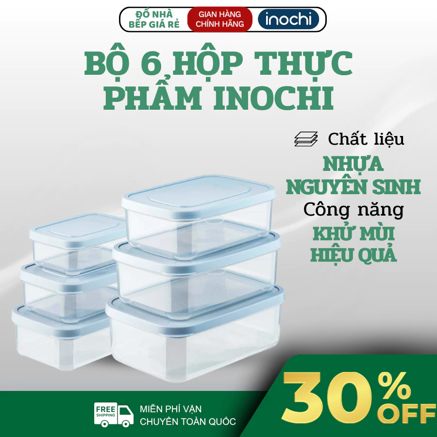 Bộ 6 Hộp Nhựa Inochi Nhựa PP Nguyên Sinh Cao Cấp, Đa Dạng Kích Thước Tiện Dụng - Haatz Online
