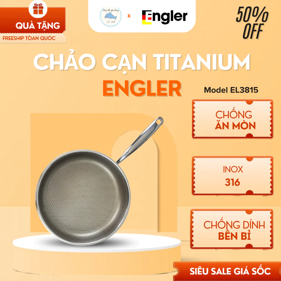 Chảo Nông Sâu Titanium Engler Bền Bỉ, Thành Chảo Cao Chiên Xào Hạn Chế Bắn Dầu - Tổng Kho Gia Dụng Lê Hà