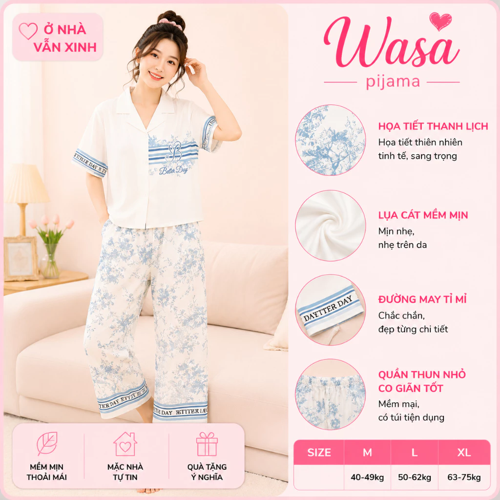 Tổng Hợp Mẫu Pijama Đồ Mặc Nhà Nữ Tay Ngắn Quần Dài Đủ Fom Dáng Đủ Size Hot Trend 2025