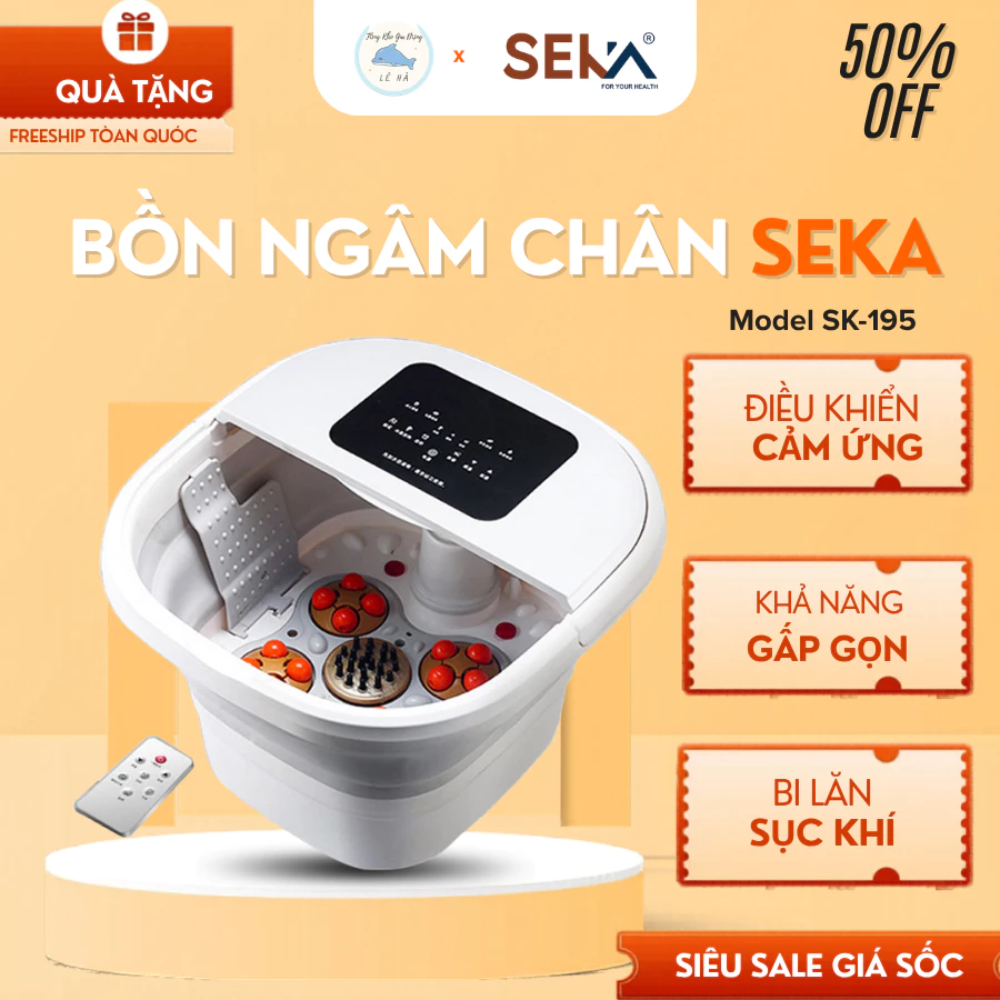 Bồn Ngâm Chân Massage Seka SK195, Màn Cảm Ứng Gấp Gọn Tiện Lợi An Toàn Tuyệt Đối - Tổng Kho Lê Hà