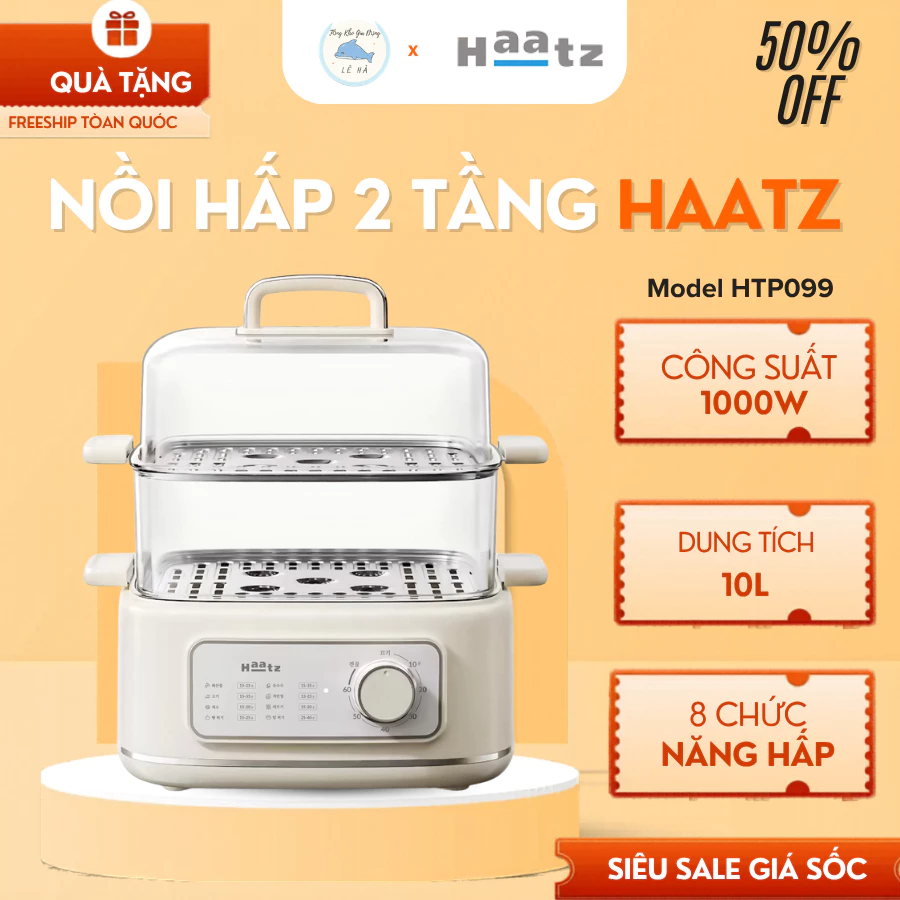 Nồi Lẩu Hấp 2 Tầng Haatz CIM371 Inox 304 Cao cấp Chống gỉ, Đáy Từ Truyền Nhiệt Nhanh - Tổng Kho Gia Dụng Lê Hà