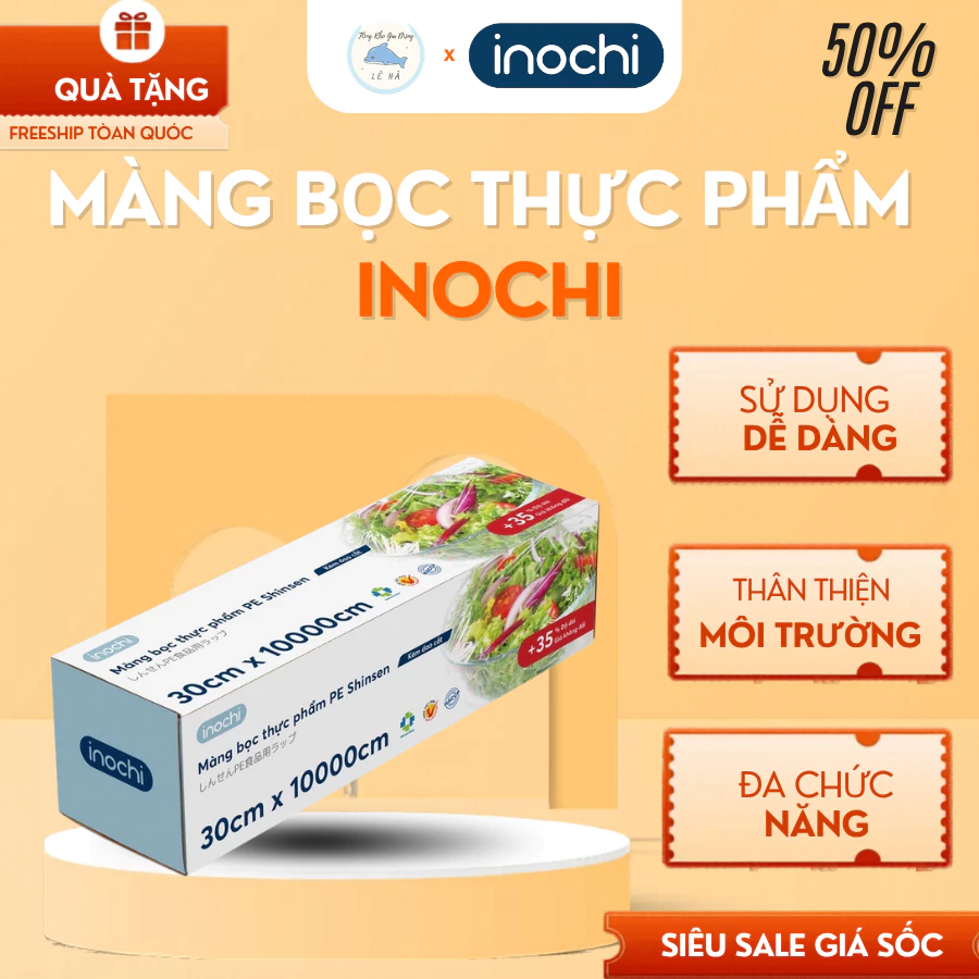 Màng Bọc Thực Phẩm PE Shinsen 30cm x 10000cm Giữ Thực Phẩm Tươi Lâu, Chống Bám Mùi, Tiện Lợi Hằng Ngày - Tổng Kho Lê Hà