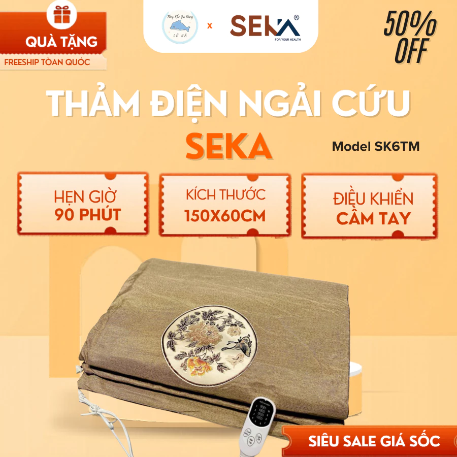 Thảm Điện Ngải Cứu Seka SK6TM Công Suất 100W, Hỗ Trợ Giấc Ngủ Ngon - Tổng Kho Gia Dụng Lê Hà