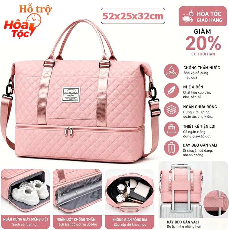 Túi Xách Du Lịch Cỡ Lớn 2 Tầng Túi Du Lịch Đa Năng Nam Nữ Đựng QuầnÁo Mỹ Phẩm chống nước và chống mài mòn FREESHIP.s1340