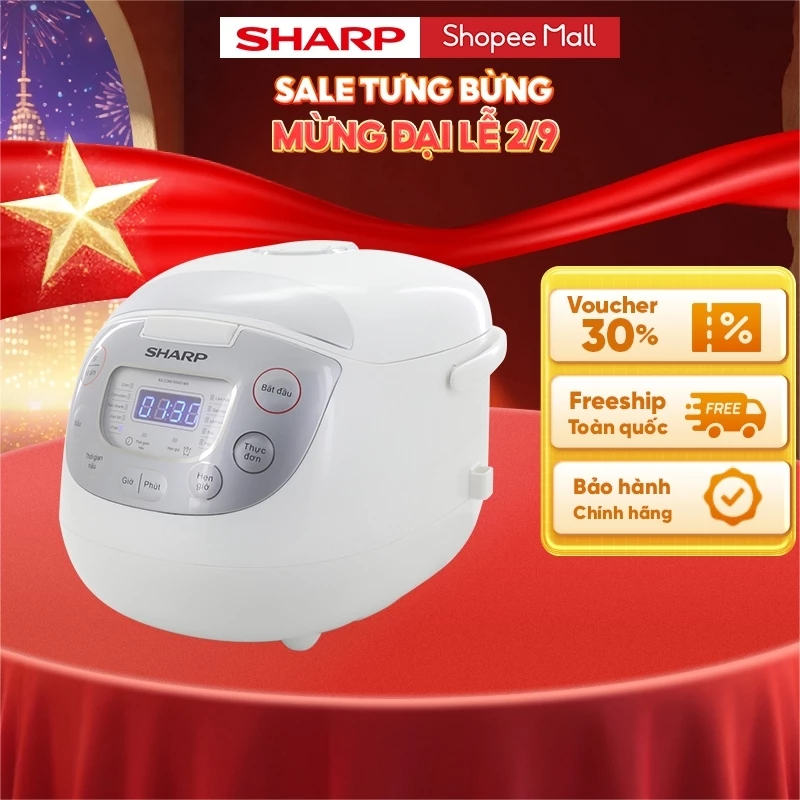 Nồi cơm điện tử Sharp KS-COM195HV-WH 1.8L [12 Chức năng nấu] - Bảo hành 12 tháng