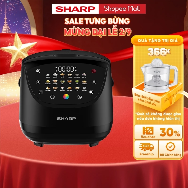 Nồi Cơm Điện Tử Sharp KS-COM1893CIB-BK - 1.8L Đa Chức Năng, Lòng Chống Dính - Bảo hành 12 tháng