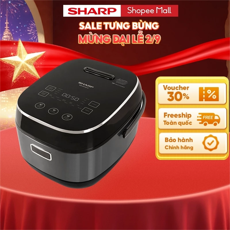 Nồi Cơm Điện Cao Tần Cảm Ứng Sharp 1.8L KS-IH191V-BK/GL - Hàng chính hãng bảo hành 12 tháng