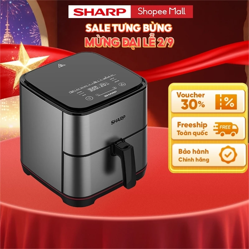 Nồi Chiên Không Dầu Sharp KF-AF70EV-ST Chống Dính 7L [Công Suất: 1650W] - Bảo hành chính hãng 12T