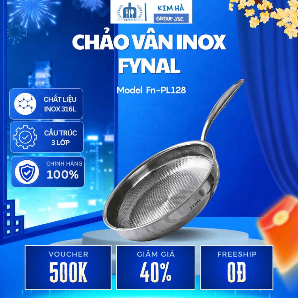Chảo Inox Fynal Vân Lồi 2 Size Đa Năng Đáy Dày Giữ Nhiệt Tốt, Phù Hợp Các Món Xào Rán Trong Gia Đình - Kim Hà Group JSC