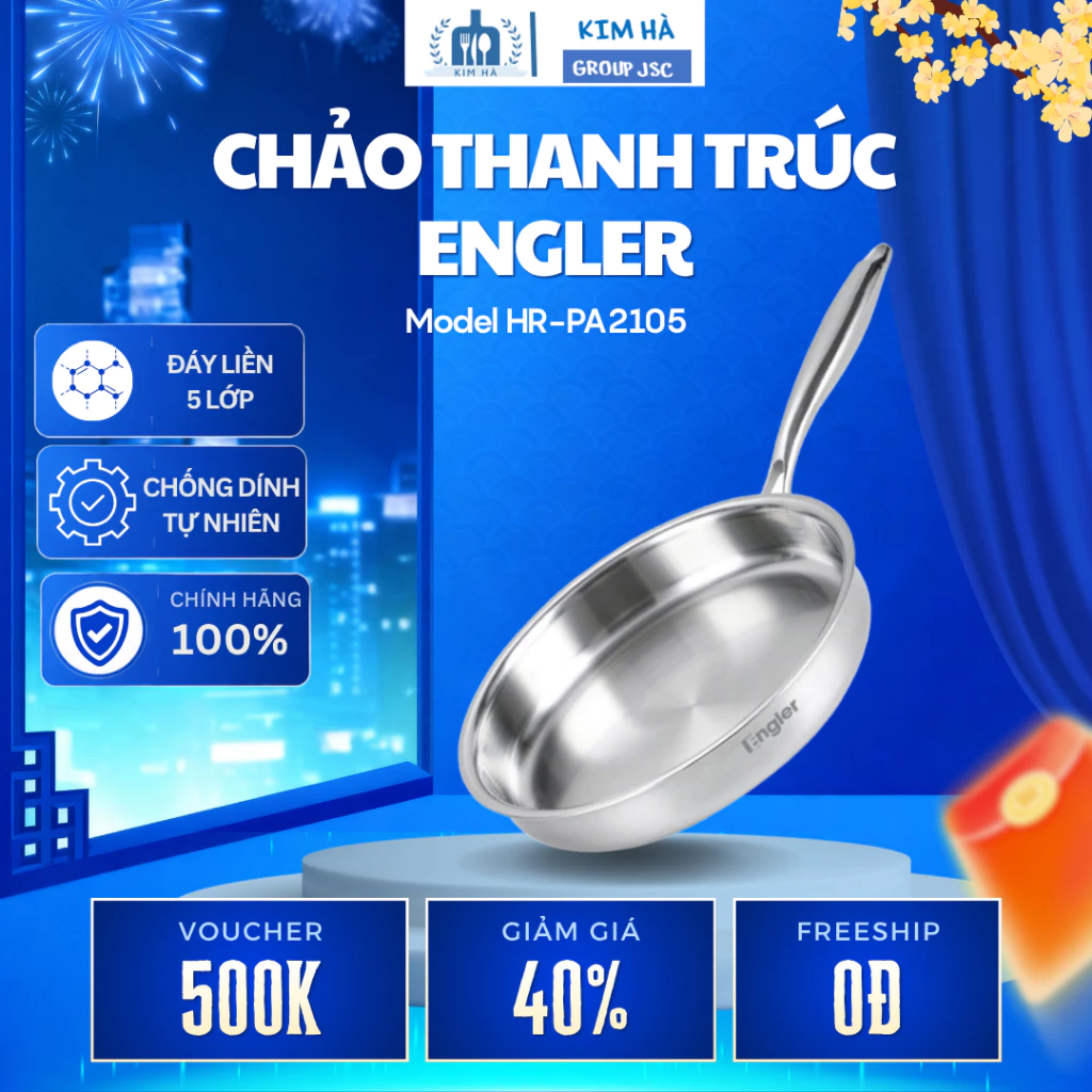 Chảo Inox Thanh Trúc Engler Chính Hãng, Chống Dính Tự Thân An Toàn Không Biến Dạng- Kim Hà group JSC