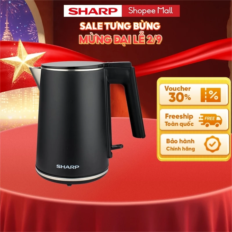 Bình Đun Siêu tốc Sharp EKJ-10DVPS-BK 1L - Hàng chính hãng bảo hành 12 tháng