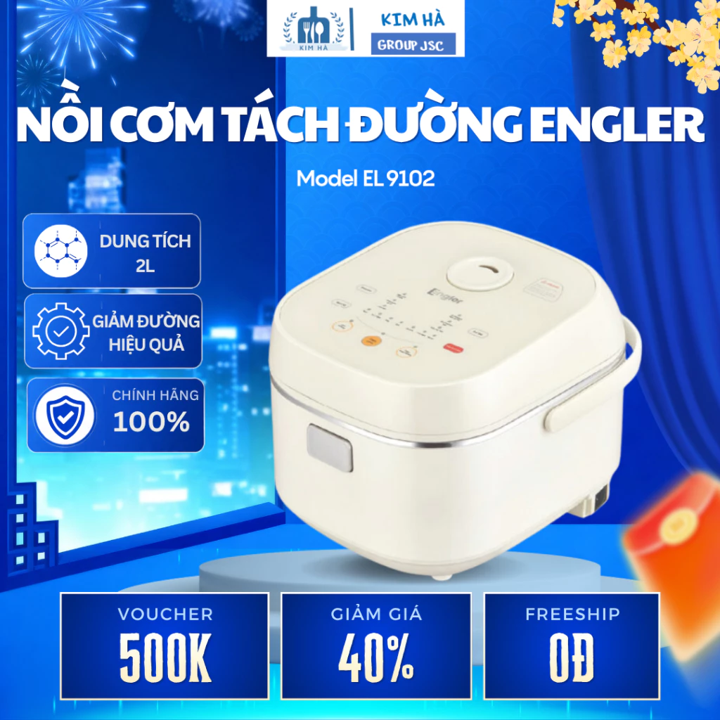 Nồi Cơm Tách Đường Hoa Mai Engler EL910 Điều Khiển Cảm Ứng  Dễ Dàng Sử Dụng, Dễ Dàng Vệ Sinh- Kim Hà group JSC