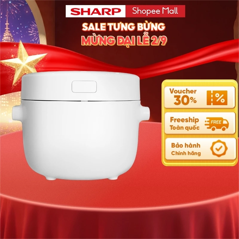 Nồi cơm điện Sharp KS-COM110DV-WH 1.1L 790W [Hẹn giờ, mâm nhiệt 3D, 10 chức năng nấu]