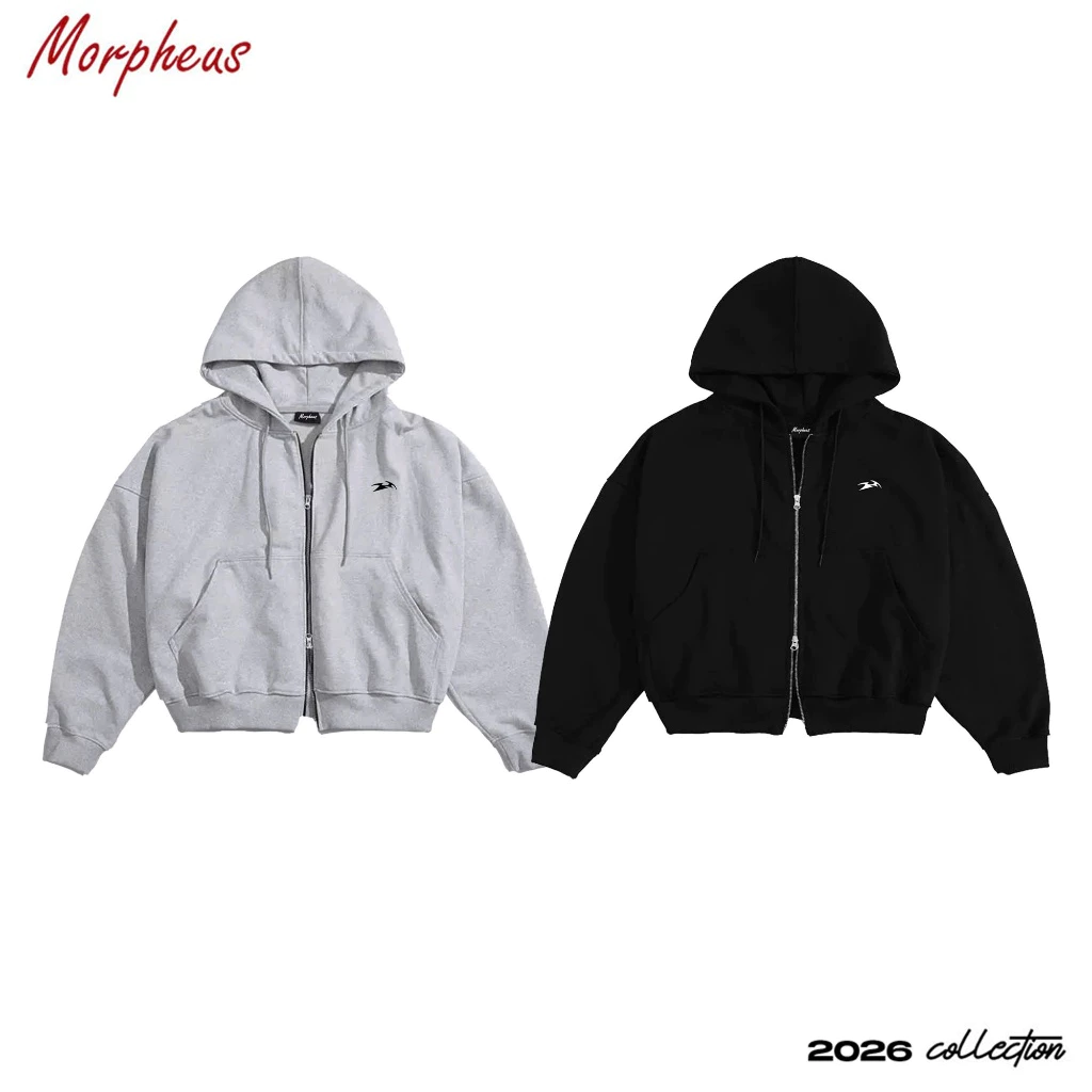 (Không Xù Lông) Áo Khoác Hoodie Zip 2 Chiều Thêu LOGO Form Boxy Local Brand Morpheus, Áo Hoodie Zip Nỉ Cotton Thoáng Mát