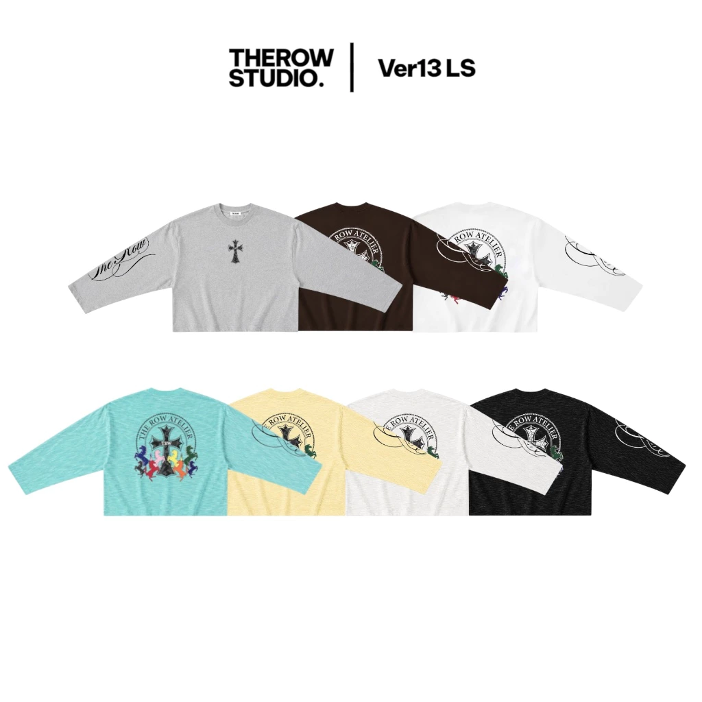 [Ver13] Cotton Xược THEROW Áo Thun Tay Dài Long Sleeve Boxy 250gsm Form Rộng Cổ Tròn " LS " Unisex Nam Nữ - TTD13