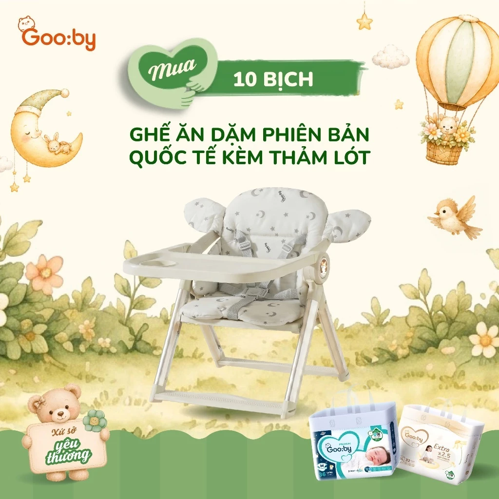 Ghế ăn dặm gấp gọn tiện lợi Gooby, Huggies, Bobby