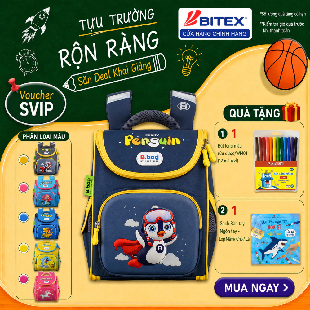 [5 mẫu] Balo chống gù B.bag Genius Box F2 dành cho bé học sinh tiểu học từ 6 đến 11 tuổi