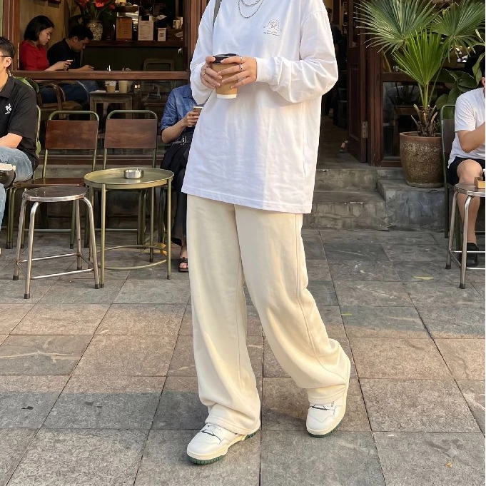 Quần Nỉ Form Rộng Unisex Ống Suông Phong Cách Streetwear