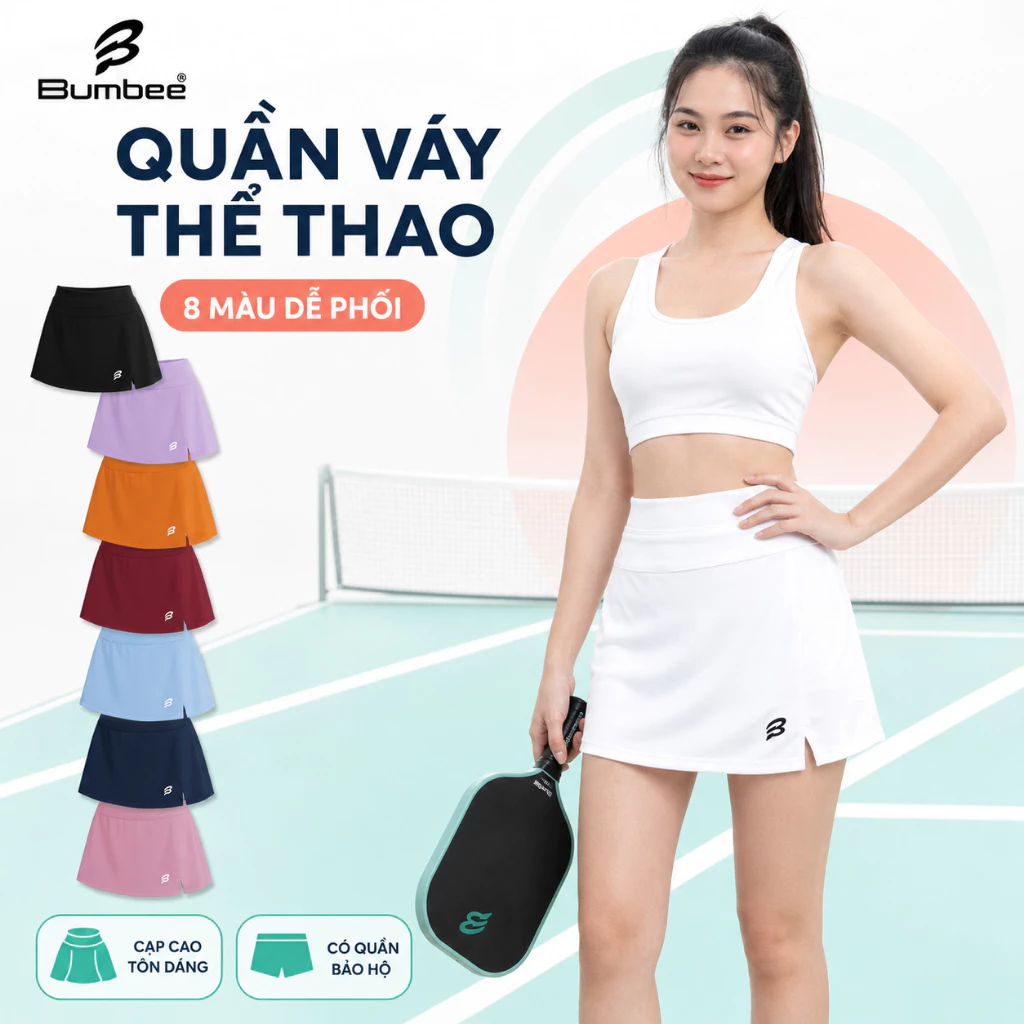 Váy Thể Thao Bumbee B 2 Lớp Dày Dặn Co Giãn 4 Chiều Đủ Size M L XL XXL (A11)