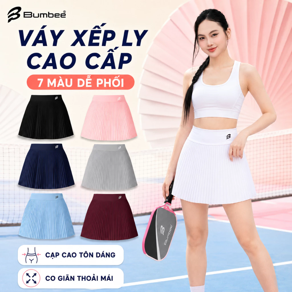 Váy Thể Thao Xếp Ly Bumbee B – Co Giãn 4 Chiều, Mặc Thoáng Mát, Tôn Dáng Cực Xinh Size M L XL XXL (X44)