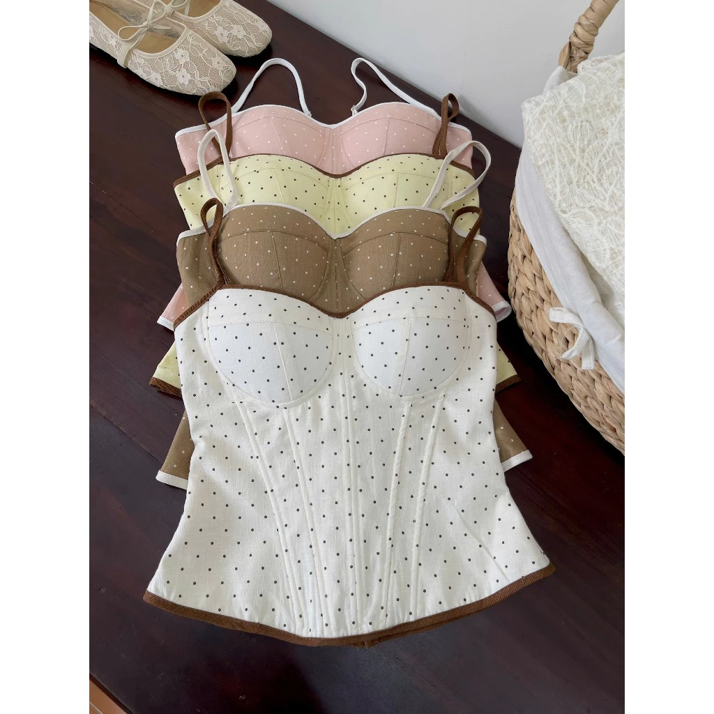 Áo Corset Bi Hai Dây Viền Màu [Một Mẩu House]