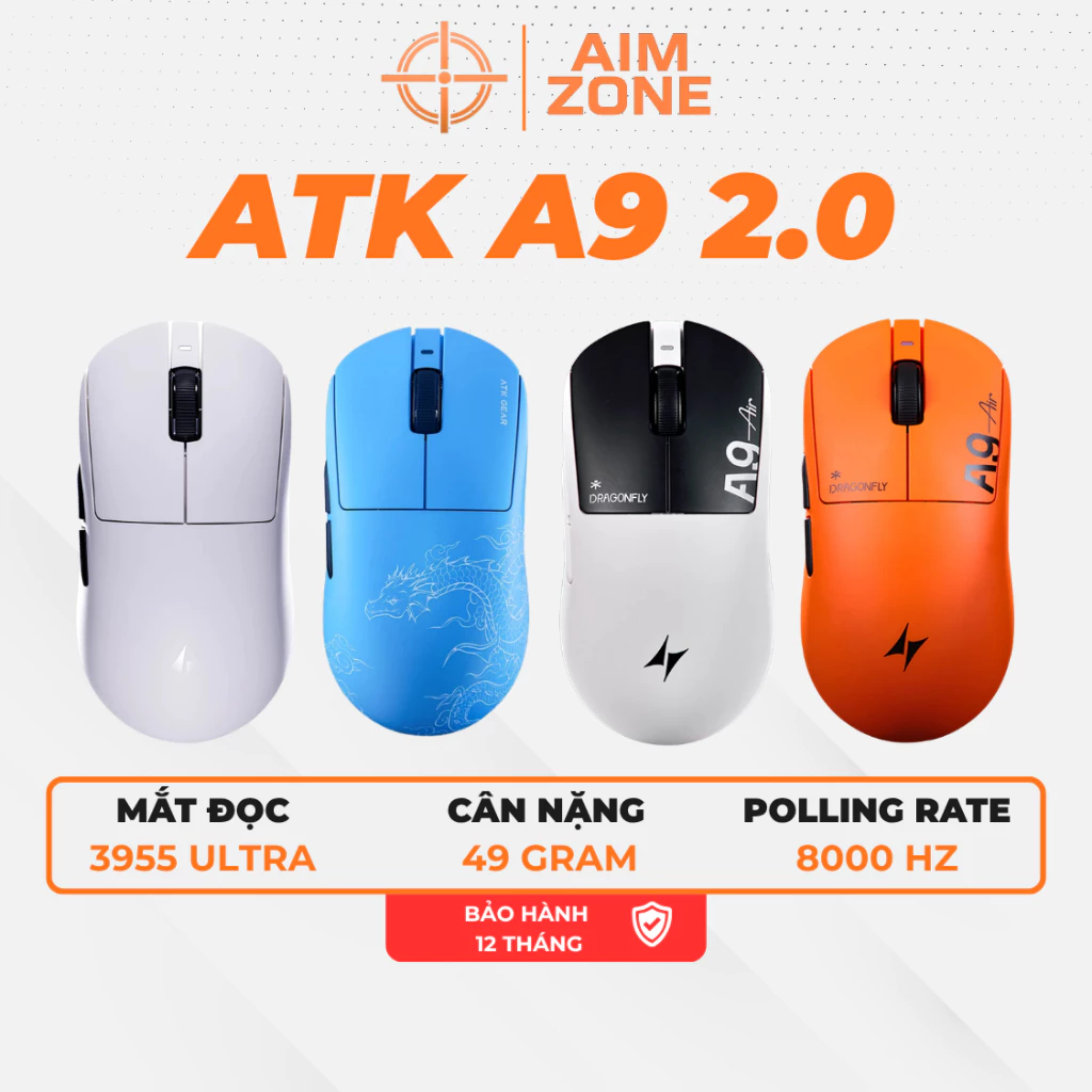 Chuột Gaming Không Dây ATK Dragonfly A9 SE | A9 | A9 Plus | A9 UltraMax | A9 Ultimate + | A9 Air +