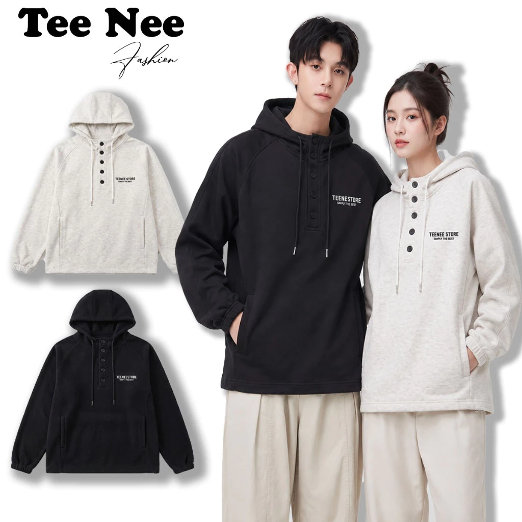 [DEAL MỞ BÁN] Áo Hoodie Nam Nữ TeeNee Form Rộng Chất Nỉ 2 Da Phong Cách Hàn Quốc, Áo Nỉ Có Mũ Có Dây Rút Thân Áo - ANCM