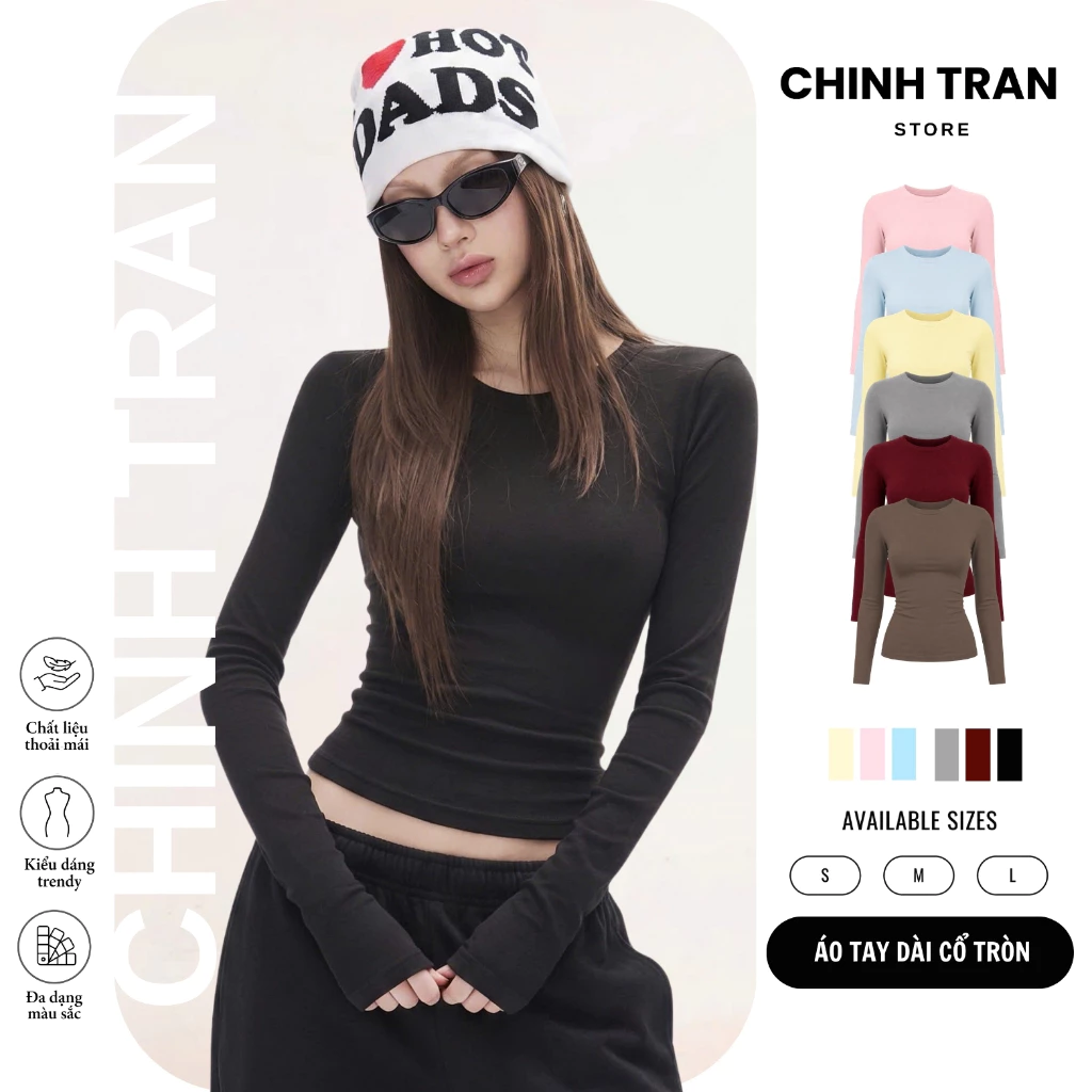 [MỞ BÁN] Áo Thun Dài Tay Chất Cotton Co Giãn Mềm Mịn Cổ Tròn Body Tay Dài Nhiều Màu-Chinh Trần Store