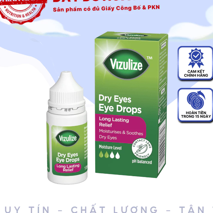[✨CHÍNH HÃNG] Dung dịch nhỏ mắt Vizulize Dry Eyes Eye Drops Chai 10ml giúp làm dịu và giảm khô mắt