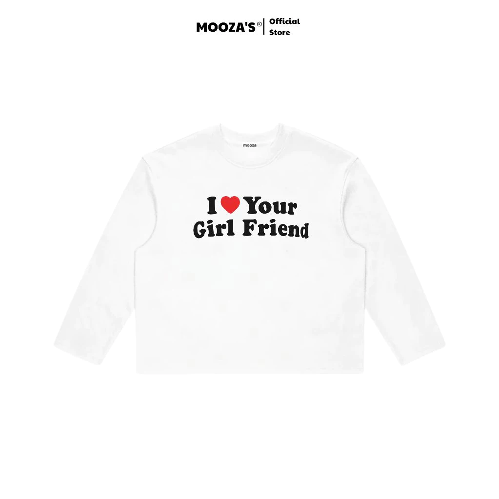 Áo Thun Tay Dài Unisex Cotton 100% Form Dáng Boxy Trắng Unisex 280 Gsm/Girl Friend