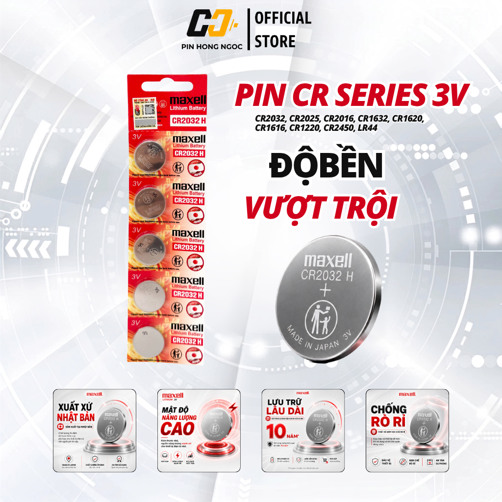 Pin CR2032 / CR2025 / CR2016 / CR1632 / CR1616 / CR1220 / LR44 / LR1130 / LR41…
