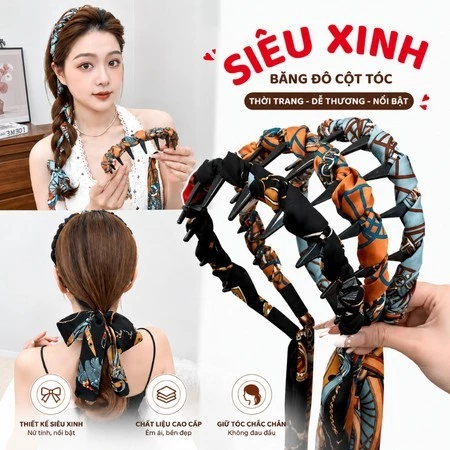 Băng Đô Bện Tóc, Bờm Cài Tóc Nữ Tết Dây Lụa Cao Cấp Tạo Nhiều Kiểu Hoạ Tiết Sang Chảnh