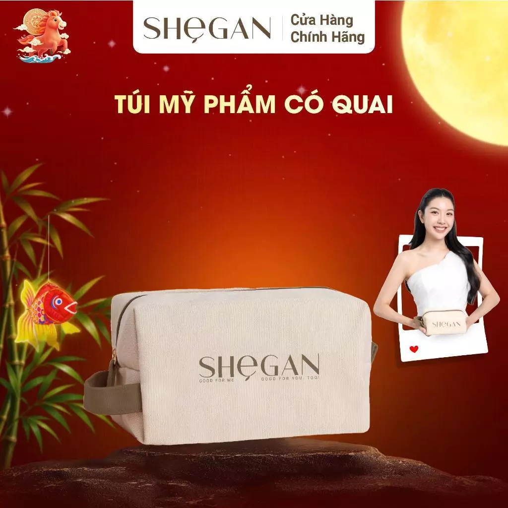 Túi Đựng Mỹ Phẩm Có Quai SHeGAN - Thân Thiện Môi Trường, Tiện Lợi, Dung Tích Lớn, Chứa Được Nhiều Đồ Dùng