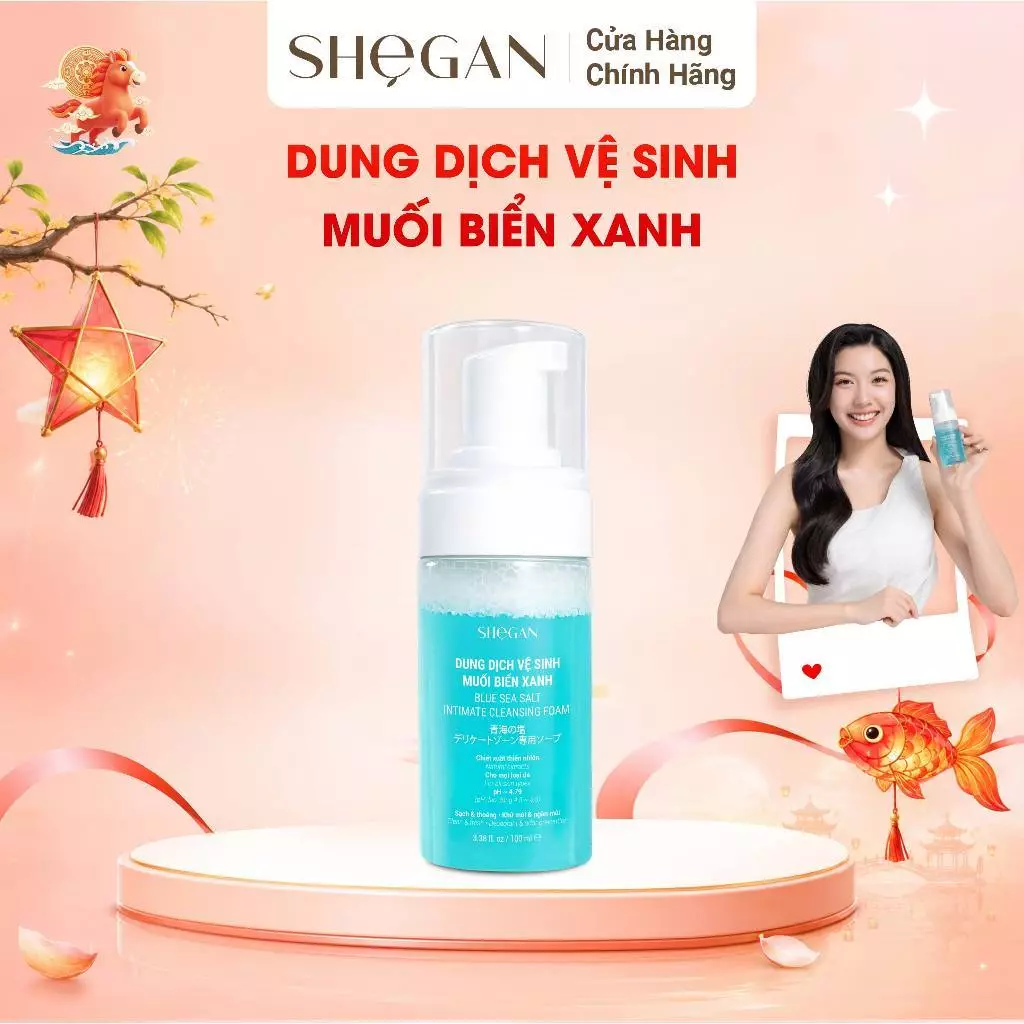 (Che Tên) Dung Dịch Vệ Sinh Phụ Nữ Tạo Bọt Tự Động SHeGAN 100ml - Khử Mùi, Dịu Nhẹ, Cân Bằng pH, Dưỡng Ẩm