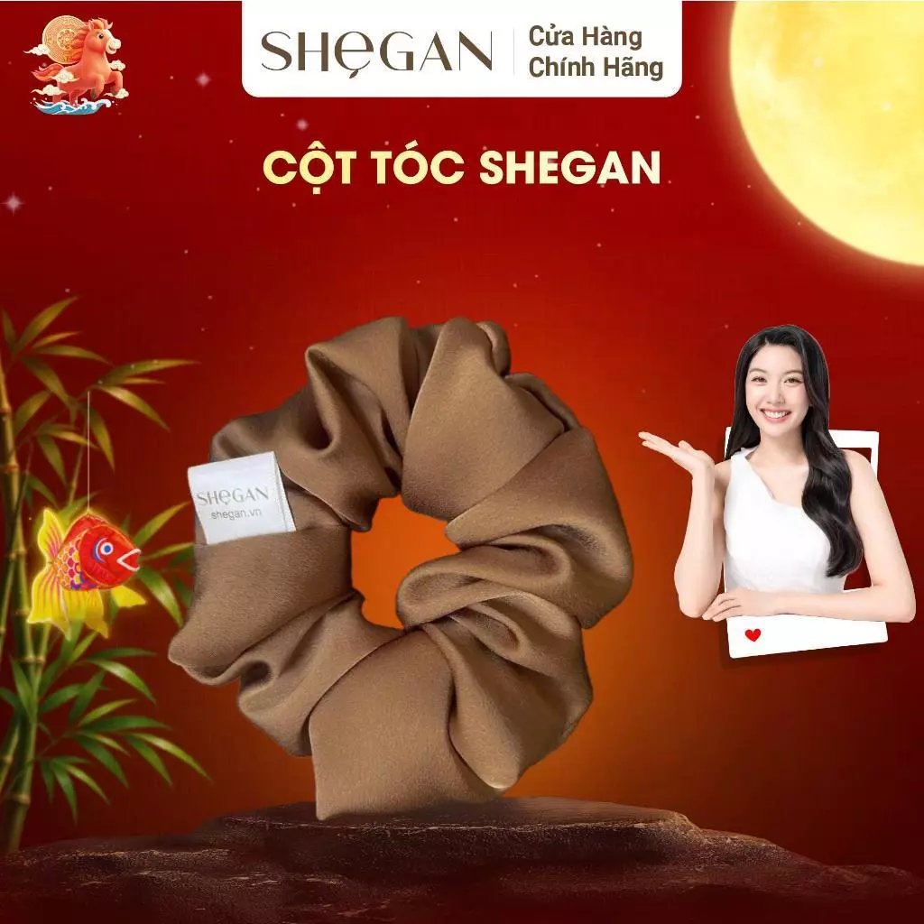 Một Dây Buộc Tóc Scrunchie Cao Cấp SHeGAN - Phụ Kiện Thời Trang (còn Nâu)