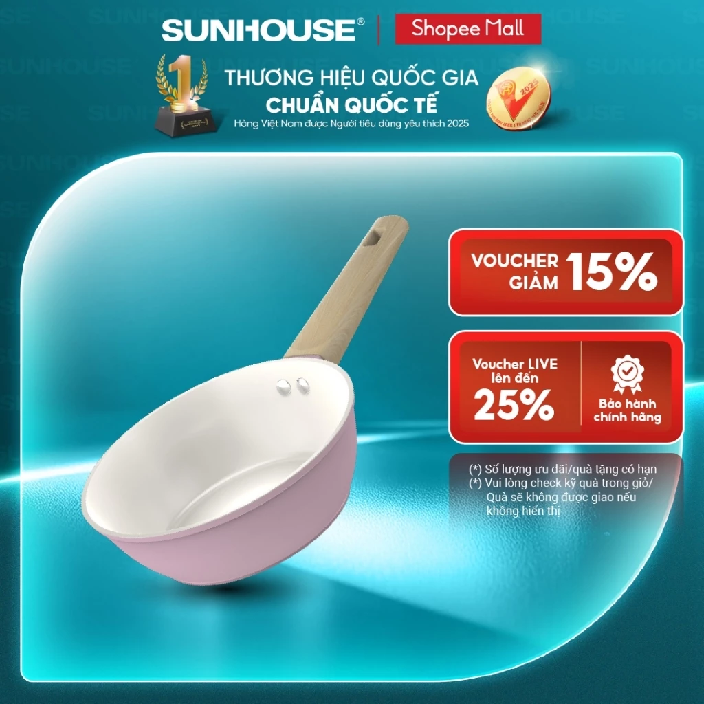 Chảo phủ sứ Nano đáy từ Sunhouse Healthy SHG20-24-26MP/T1 - Chống dính Nano Ceramic - Bắt từ nhanh - Màu sắc trendy