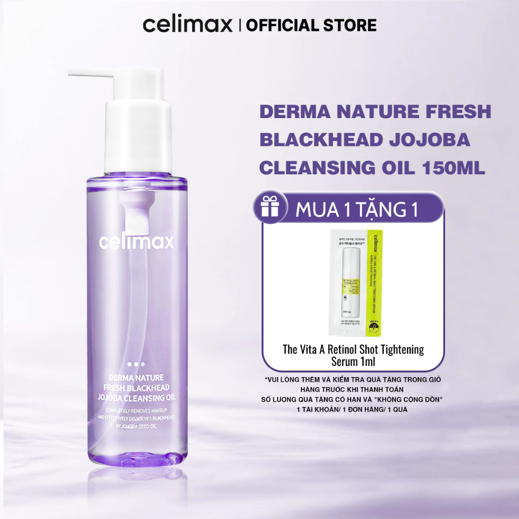 Dầu Tẩy Trang Sạch Sâu, Giảm Mụn Đầu Đen Celimax Nature Fresh Blackhead Jojoba Cleansing Oil 150ml [1]