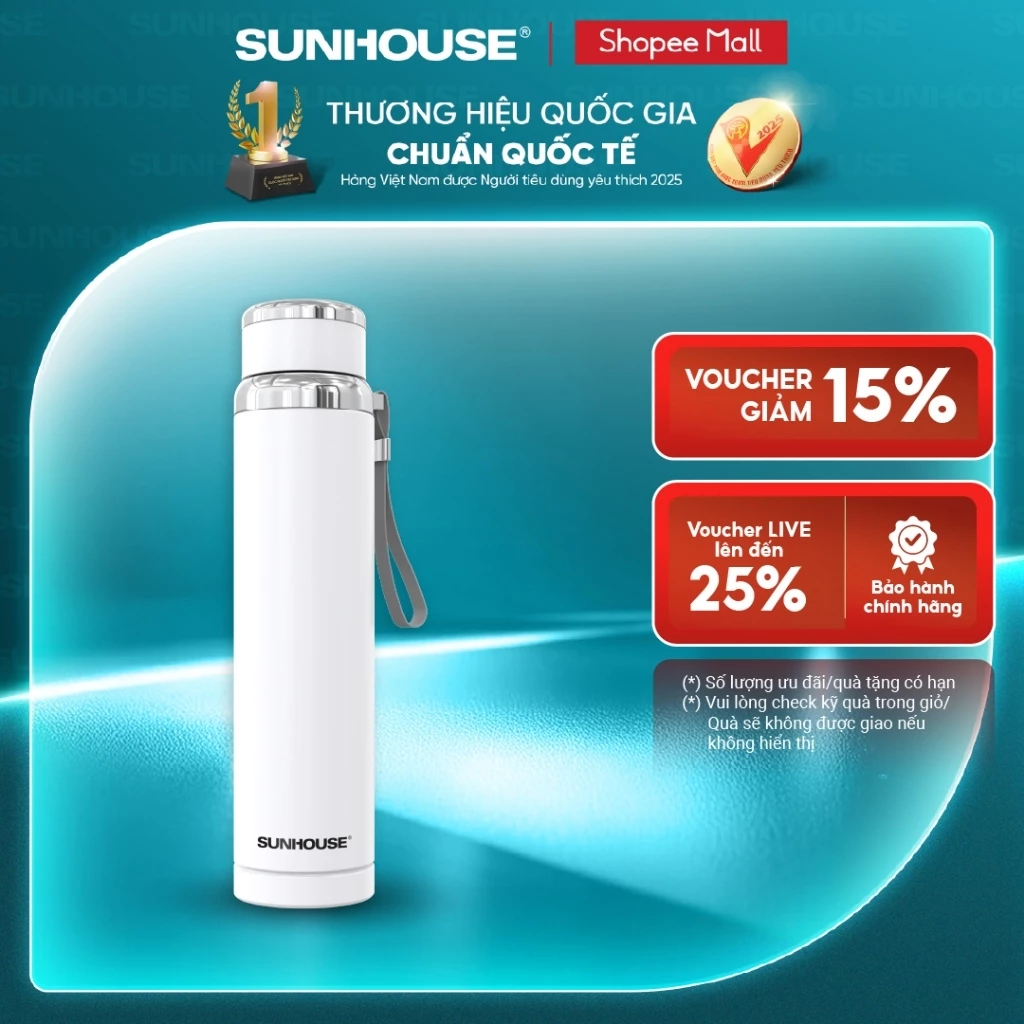 Bình giữ nhiệt Flexi Sunhouse 920 ml Sunhouse KS-TU920 -Inox 304 - Giữ nóng & lạnh tới 6h - Quai xách mềm tiện lợi