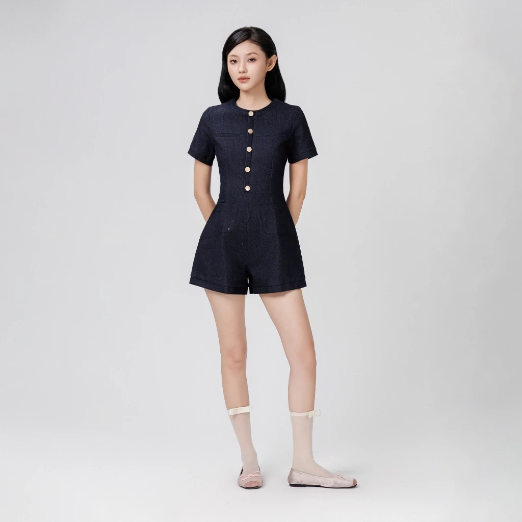 Jumpsuit tay ngắn nữ THE C.I.U, đồ bay phối nút form tôn dáng thanh lịch - Martha Jumpsuit